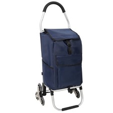 Tri 6 Wheels Shopping Trolley Folding Stair Climbing Grocery Cart with 40L Bag