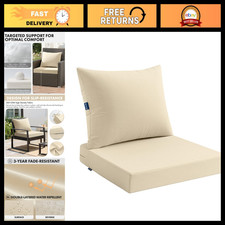 Beige Outdoor Chair Cushion 24x24 Inch for Patio Furniture, Waterproof Comfort
