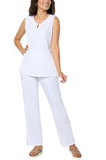 Antthony Women's 2-piece Lace Tank Top & Straight Leg Pant Set White