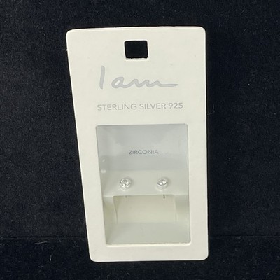 I AM Sterling SILVER 925 Stud Earrings Zirconia Ear Lobe Helix