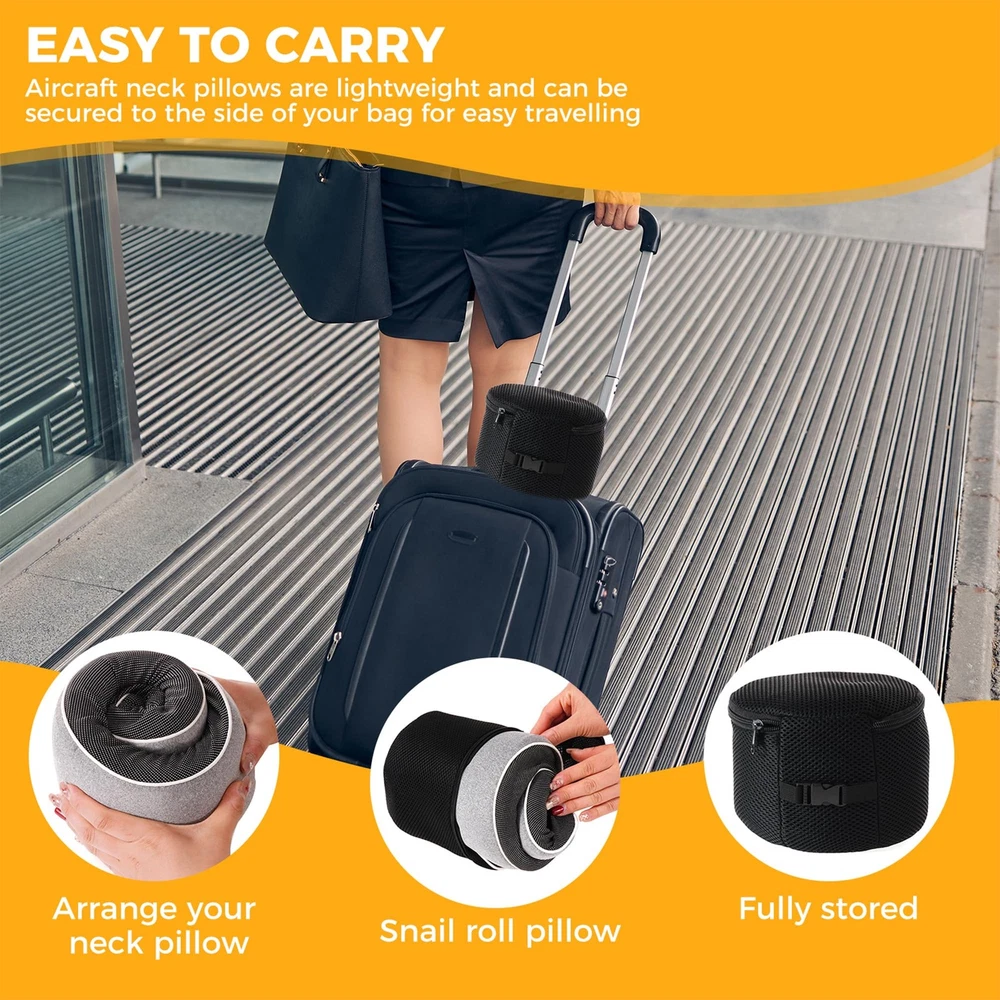 Memory Foam Travel Neck Pillow for Airplanes with 360 Support