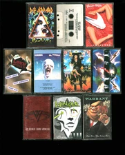 Lot 10 1980s Rock Cassette Tapes Def Leppard Tesla Warrant Scorpions VH G White+