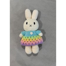 Just Dutch Miffy Nijntje Crochet Plush Organic Cotton Bunny Rainbow Dress 10"