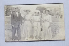 Vintage 1910s Real Photo Postcard RPPC Fashion Women Hats Parasols AZO Unused
