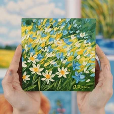 Wild Flower Painting Abstract Colorful Wall Art Daisy Wildflower Meadow Impasto
