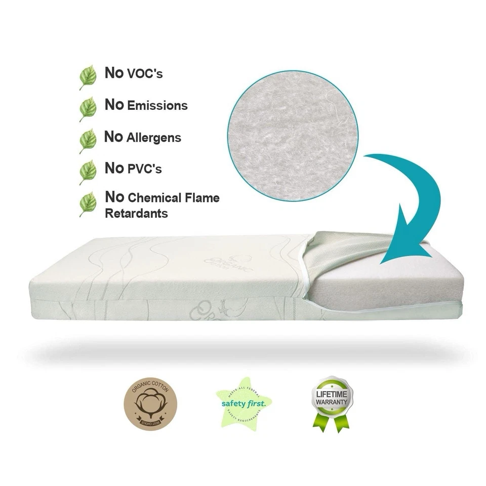 Mini colchón para cuna 38x24 In Wonder Dream, funda de algodón orgánico, 100 % transpirable Foto 2 de 4