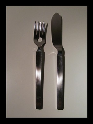 ALESSI : Dry Fish Fork ~ Gabel 4180/17 + Knife ~ Messer 4180/18 ~ A. Castiglioni