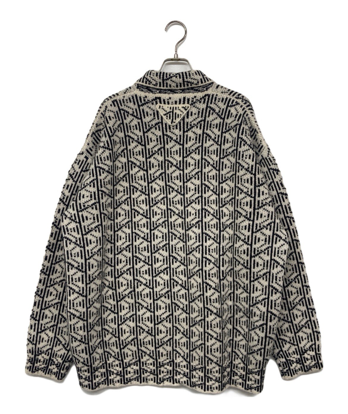 PRADA Italy Made Geometric Pattern Collared Knit … - image 3