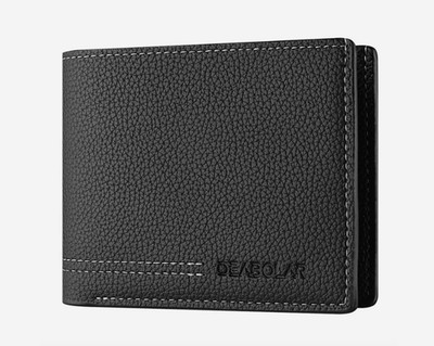 Men New Minimalist Wallet Ultra-thin PU Leather Multi-slot Newly Designed BLACK