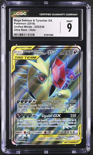 CGC 9 Mega Sableye & Tyranitar GX 225/236 Unified Minds Ultra Rare Pokemon Card