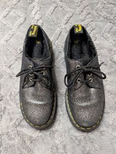 Dr. Martens 1461 Quad Faux Fur Lined Platform Oxford in black metallic