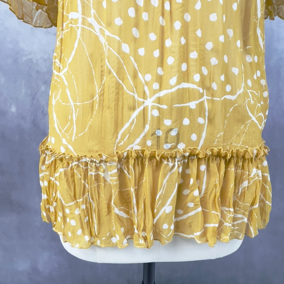 Top Babydoll mediano Charlotte Russe para mujer amarillo con volantes Boho Cottage Y2K Foto 3 de 4