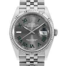 ROLEX DATEJUST 36 126234 schiefer (grau) grün römisches 5-reihiges...