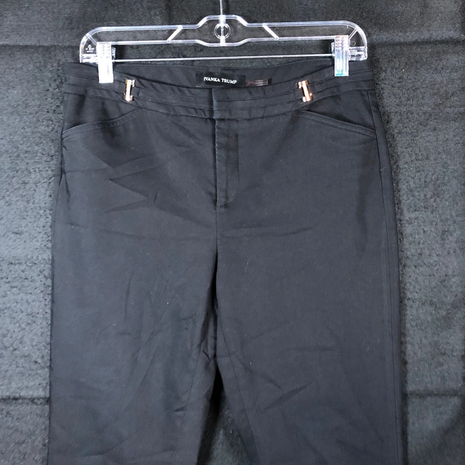 Pantalones para mujer Ivanka Trump negros tiro medio forrados al tobillo elásticos 6 Foto 2 de 4