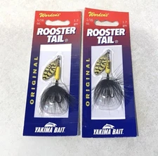 ROOSTER TAIL LOT OF 2 Worden’s Trout Bass Spinners 1/16oz YELLOW BLACK DRESSED