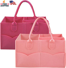 2 Pack Baby Diaper Caddy Organizer Portable Nursery Storage Basket Red Pink