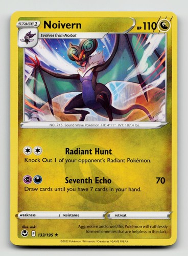 Noivern 133/195 Rare Silver Tempest Pokemon Moderately Played