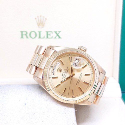 Rolex 36mm 18K Yellow Gold Champagne Sticks Dial Day-Date REF: 18038 (R Serial)