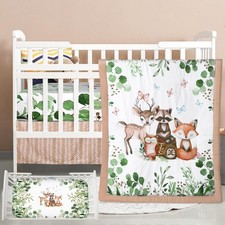 Hahafelt 3 Pcs Baby Crib Bedding Set Safari Animals Dinosaurs Bear Woodland Anim