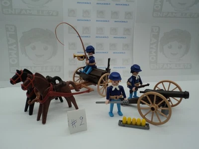 PLAYMOBIL vintage western nordistes soldats chariot canon set 3729 de 1988 #2 - Photo 1/4
