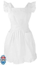 LilMents Kids Retro Adjustable Ruffle Apron Kitchen Baking Maid Costume (Whit