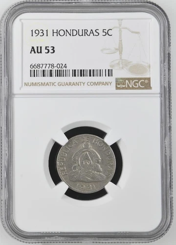 Honduras 5 Centavos 1931 NGC AU 53