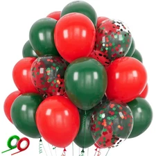 Red and Green Balloons 50 Pcs 12 Inch Christmas Latex Balloons Set Green Red ...