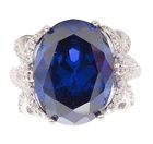 925 Sterling Silver Vintage Ring Designer Cutout Sapphire & CZ  Sz 7  RG30989