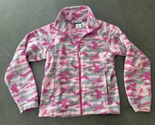 Columbia Fleece Jacket Girls Youth L 14-16 Full Zip Pink Camouflage Nice