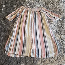 Next Bardot Off-Shoulder Knee Legnth Stripe Cotton Shirt Dress Size 22 Summer