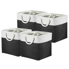4Pack Storage Baskets Fabric Collapsible Cube Baskets White/Black
