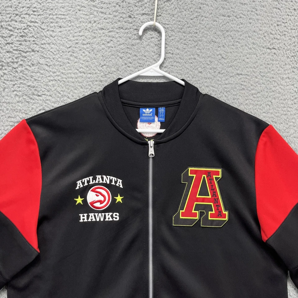 Atlanta Hawks Jacket Mens Large Black Red NBA Basketball Adidas Warm Up Member - Image 2 of 4