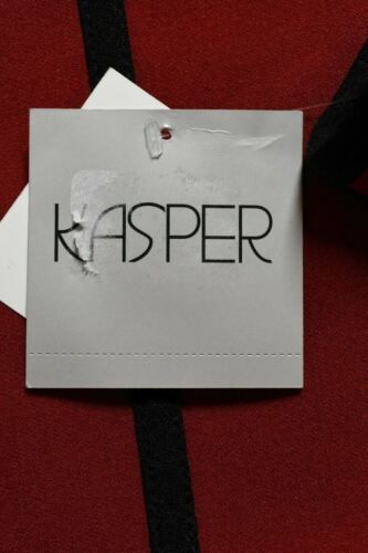 Kasper Womens Fire Red Black Crown Jewels Long Sleeve Open Front Suit Jacket 10 - Picture 9 of 12