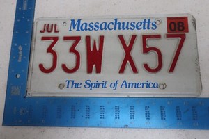 Massachusetts License Plate Tag 2008 08 MA Natural Sticker 33W X57