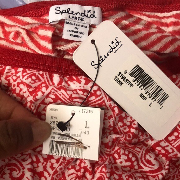 Splendid Maternity Blouse Sleeveless Pregnant Tank Top Red/White