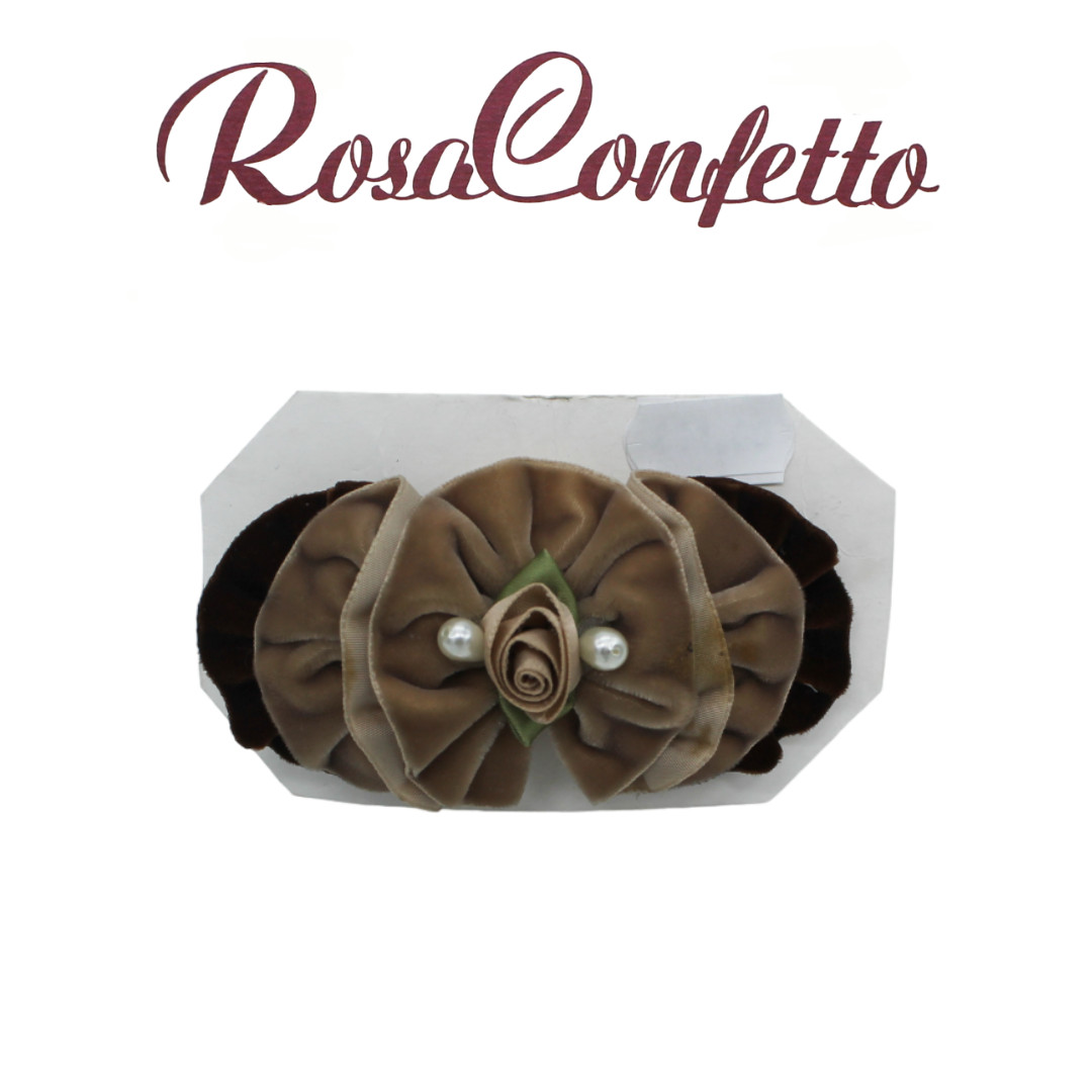 Fiocco Capelli Velluto Marrone Rosa Confetto: Accessorio Chic 2026