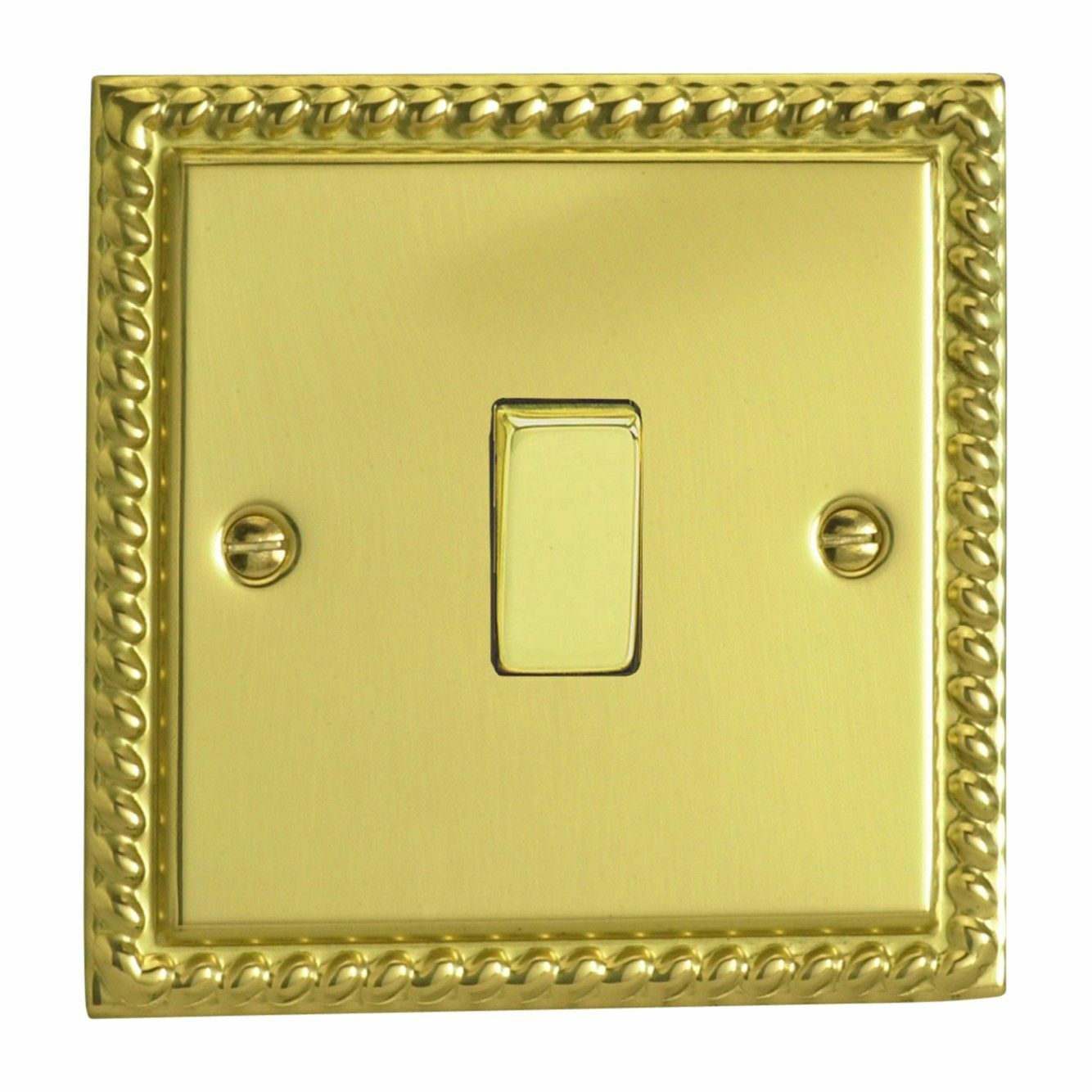 Varilight XG20D Georgian Polished Brass 1 Gang 20A Double Pole Switch