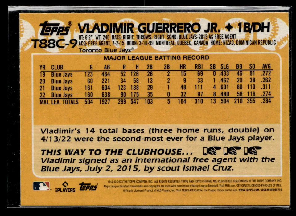 2023 Topps Vladimir Guerrero Jr. #T88C-9 Topps  35th Anniversary Chrome  Toronto - Image 2 of 2
