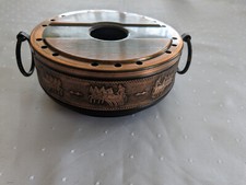 interessantes Stövchen Rechaud Kupfer Metall Intarsien Vintage