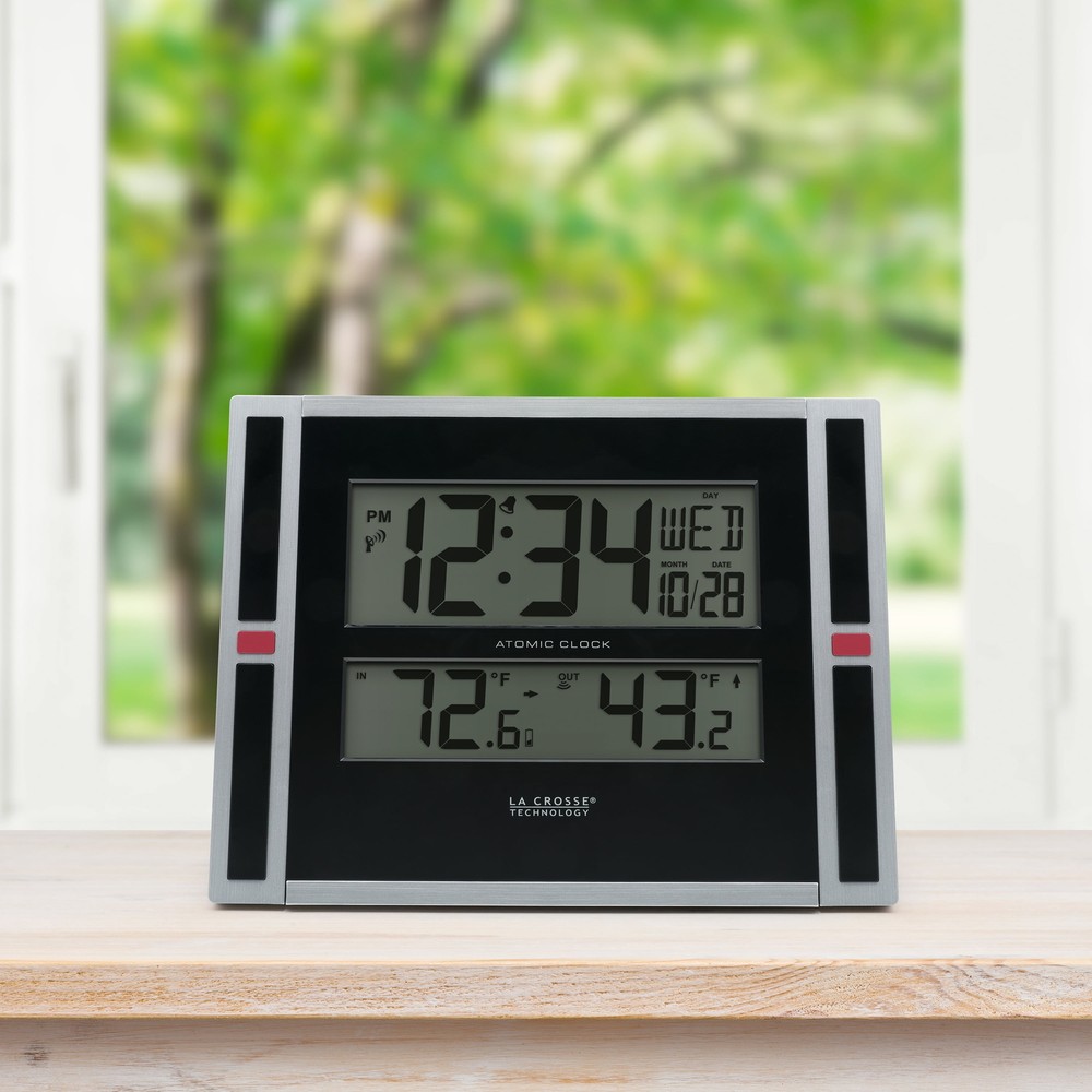 La Crosse Technology 11" Modern Atomic Digital Wall/Table Clock with Temperature