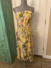 LOFT, WOMENS COLORFUL FLORAL, ADJUSTABLE STRAPS, LONG SUNDRESS WITH TIE,  6