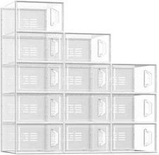 12 Pack Shoe Storage Box, Shoe Organizer for Closet,Space Saving Foldable Sne...
