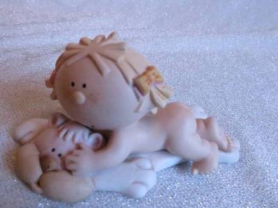 Bumpkins Ceramic NUDE Girl Blond Hair Laying on Bear Rug by Fabrizio for George