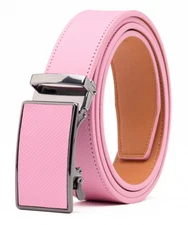 Mens Leather Belt No Holes Ratchet Belt Automatic Buckle Adjustable