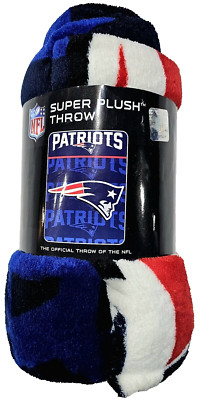 Patriots NFL Super Plush Throw Blanket 46x60 Football Team Theme  Blue
