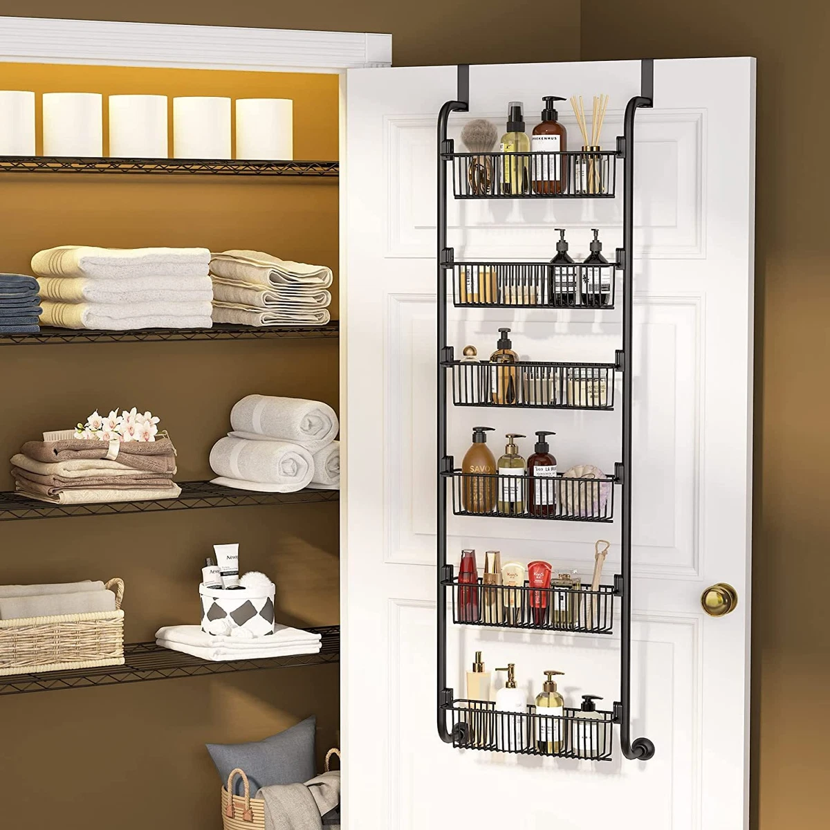 6Tier Over the Door Organizer Pantry Door Storage HeavyDuty Metal Back Door  Rack