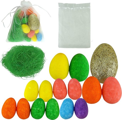 Easter Egg Craft Set Glittered Eggs & Grass Nest, Bonnet Basket Home Party Decor - Picture 46 of 101