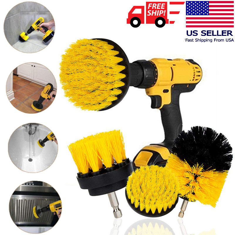 3 PCS Drill Brushes Set Tile Grout Power Scrubber Cleaner Sp