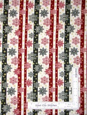 Christmas Snowflake Stripe Gold Cream Fabric Benartex Festive Season By The Yard