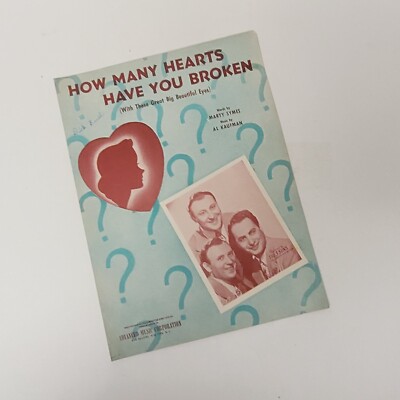 How Many Hearts Have You Broken with Beautiful Eyes The 3 Suns Sheet Music 1943